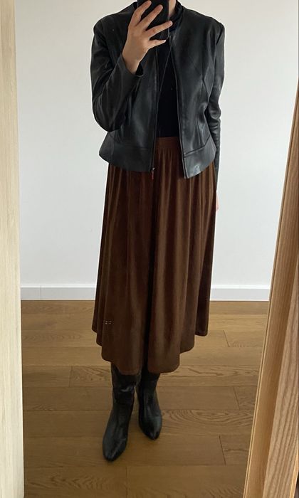 Piękna długa spódnica brazowa połyskliwa rozmiar uniwersalny