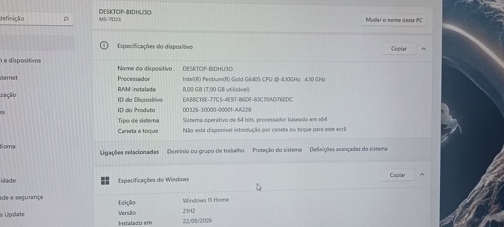 Computador 12 geração Pentium Gold