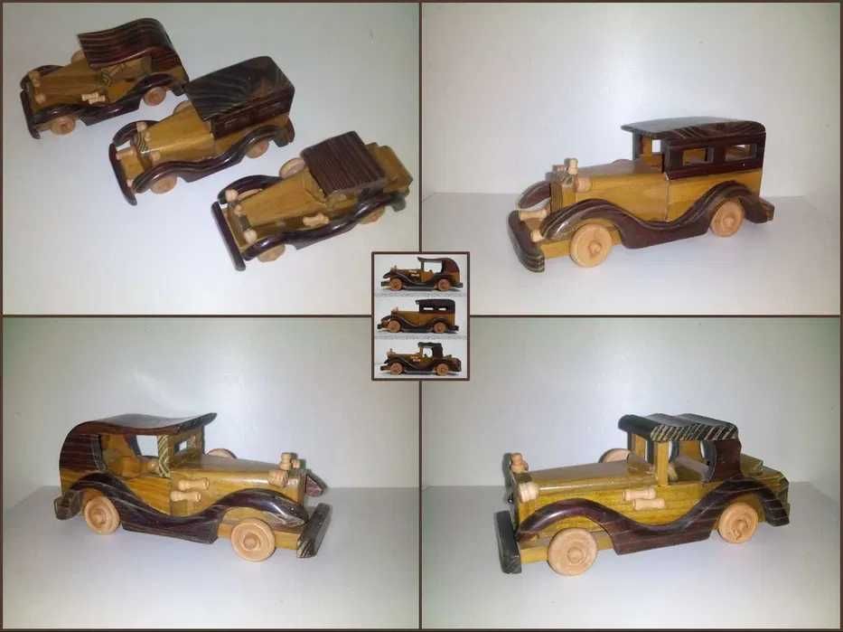 Automóveis antigos artesanais madeira e chapa (ver imagem seguinte)