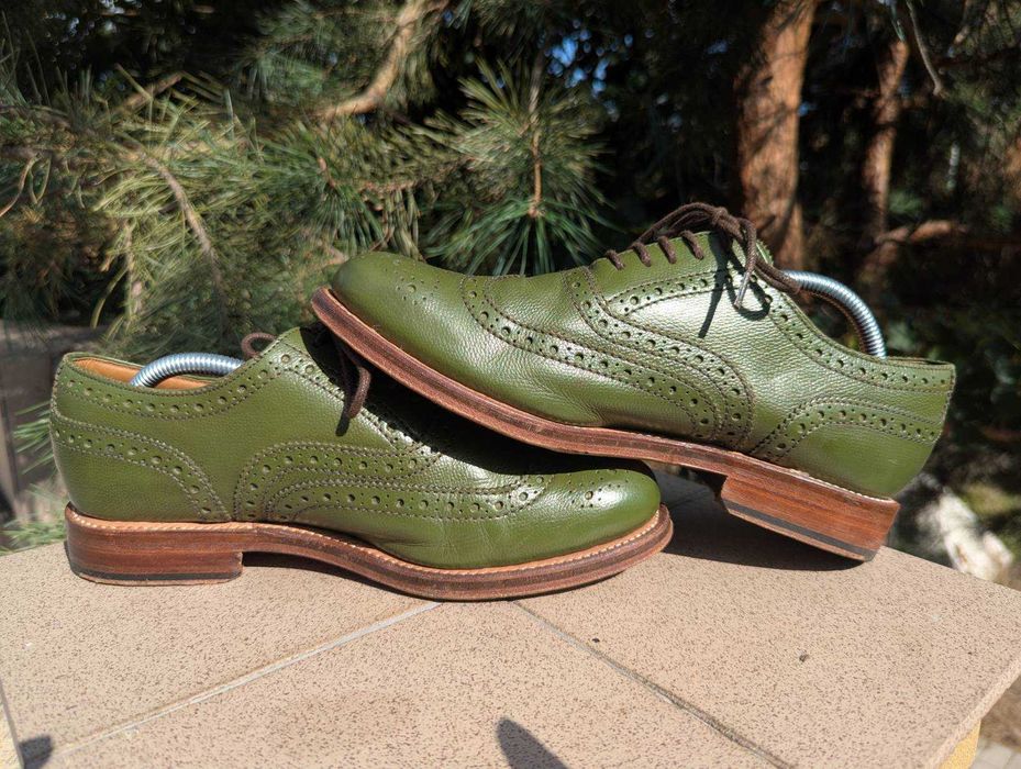 Чоловічі зелені туфлі броги Grenson England