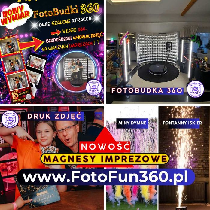 FotoBudka 360 # Druk Zdjęć # Magnesy Imprezowe # Fontanny Iskier #
