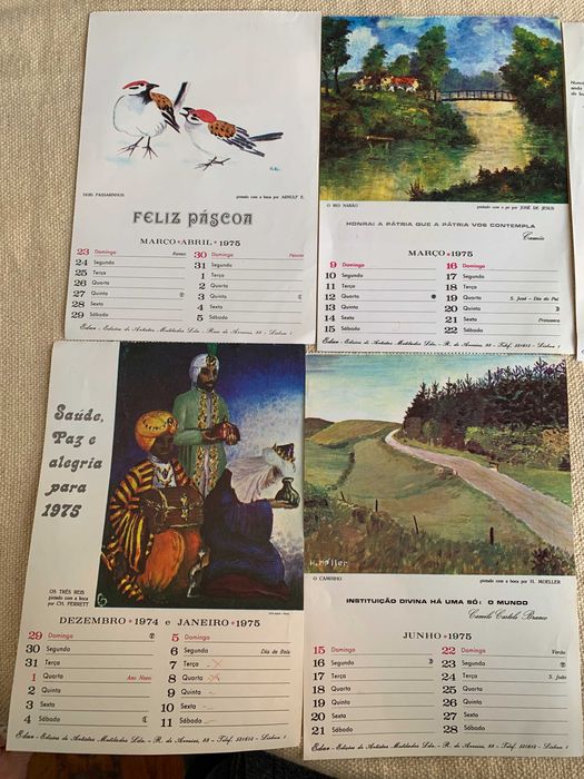 Calendário Religioso antigo vintage 1975