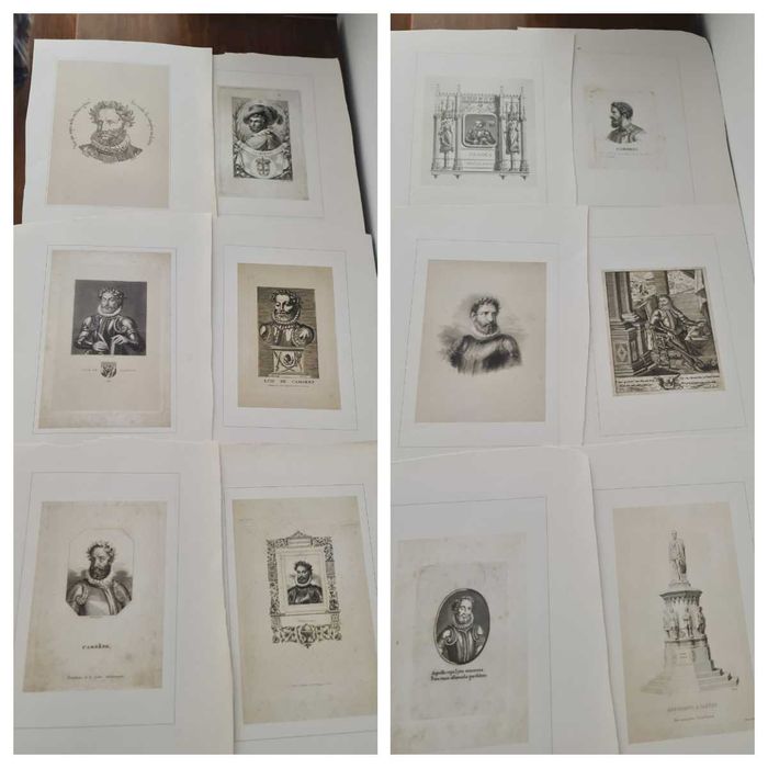 Conjunto de Gravuras Imagens Serigrafias Luís de Camões Art Vintage Pictures Wall Frames