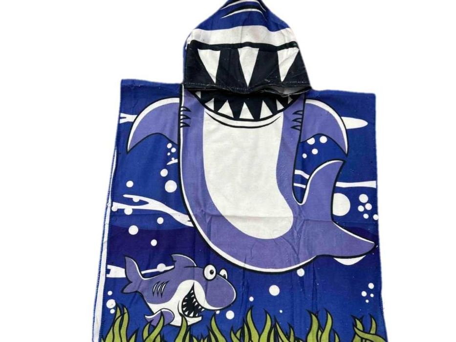 Ręcznik Kąpielowy z Kapturkiem na Basen Plażę Poncho Dziecięce 120x60