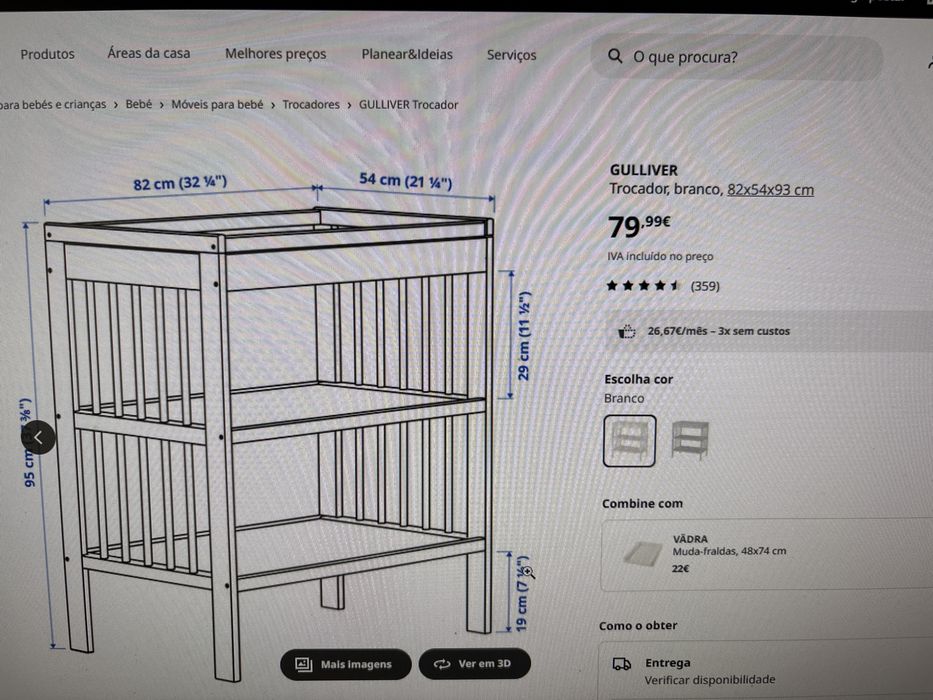 Berço SUNDVIK (ikea) + colchão  + trocador GULLIVER + muda fraldas