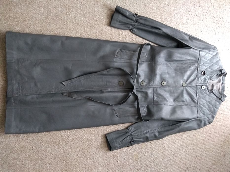 płaszcz damski skorkowy skora szary S