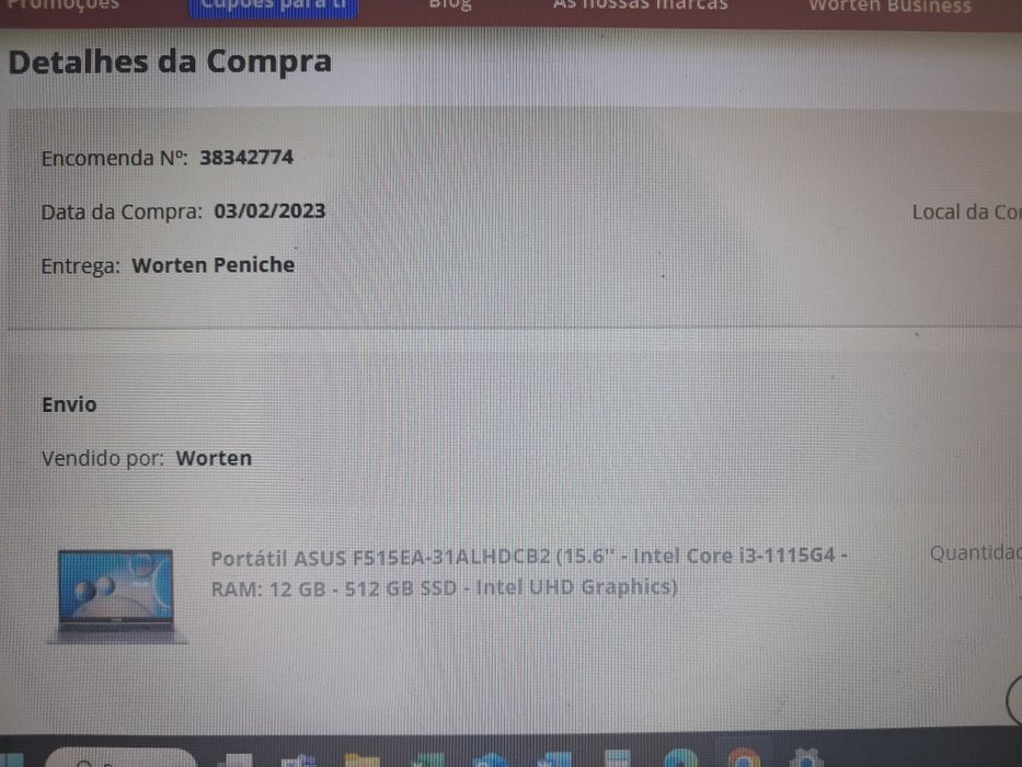 Portátil ASUS 15.6" (Fatura e Garantia)