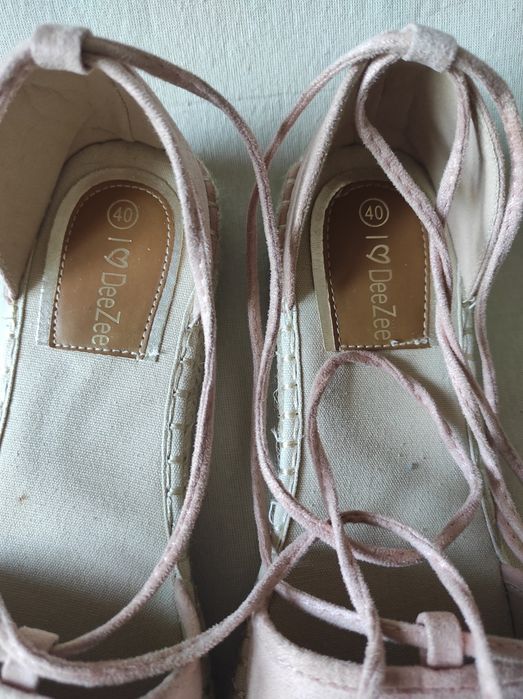 Espadryle damskie wiązane DeeZee  róż pudrowy 24,5 cm
