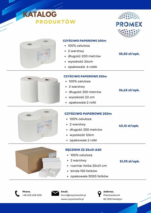 Ręcznik Papierowy 4 rolki po 250m 100% Celuloza