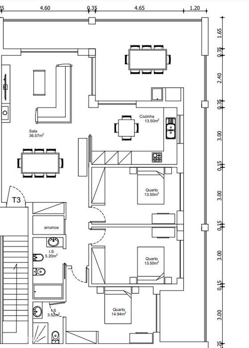Apartamento T3 - Terraço c/ churrasqueira / Garagem