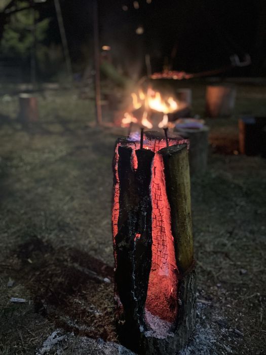 Ognisko szwedzkie, szewedzka pochodnia, ognisko, palenisko,