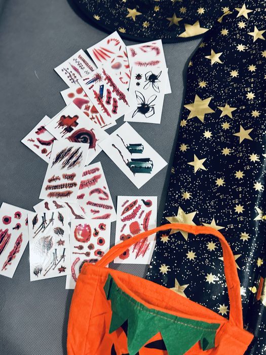 Strój czarodziej przebranie halloween bal czarodziej GRATIS Tatuaże