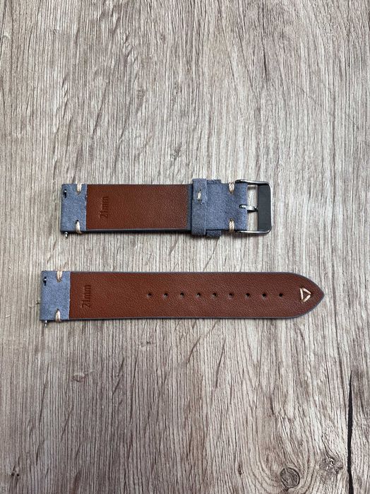 Ремешок для часов из телячьей кожи / замшевый серого цвета, 21мм