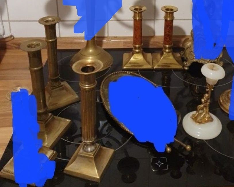 Бронзовая рамка ,старинная . Подсвечники , пушка