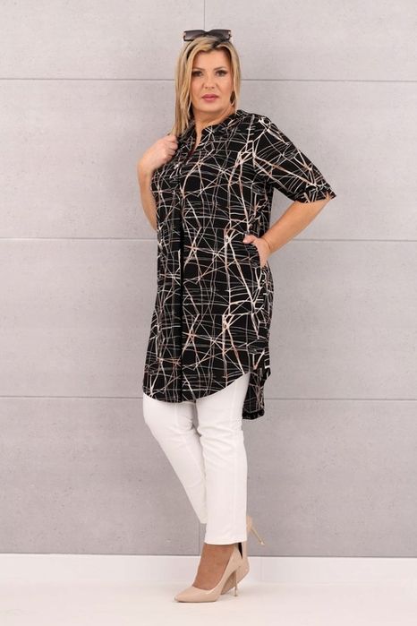 Tunika Z Kieszeniami Duże Rozmiary Polski Producent Sukienka Elastyczn