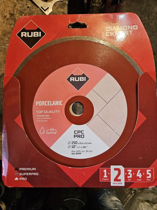 Tarcza diamentowa RUBI CPC PRO 250 mm do gresu/porcelany – praktycznie nowa