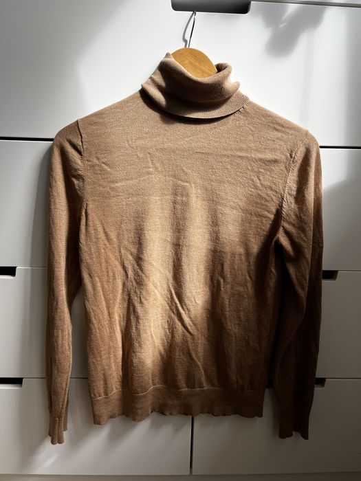 Jedwab welna 100% golf brazowy Massimo Dutti S/M