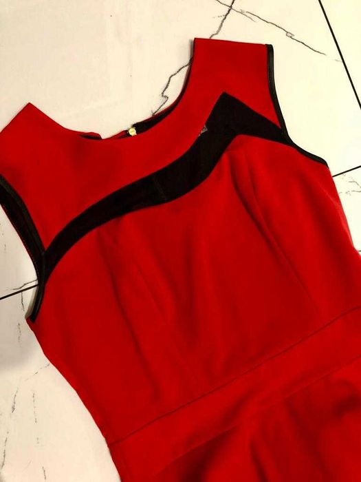 Elegancka sukienka czerwona/ czarna,  długa/ krótka - rozmiar 36