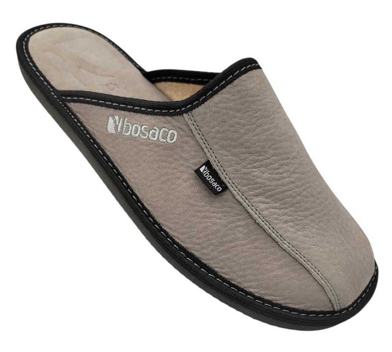 Kapcie Męskie Skórzane Szare Bosaco 40-46