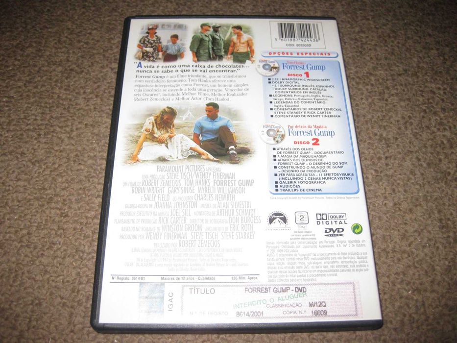 "Forrest Gump" com Tom Hanks numa Edição Especial com 2 DVDs