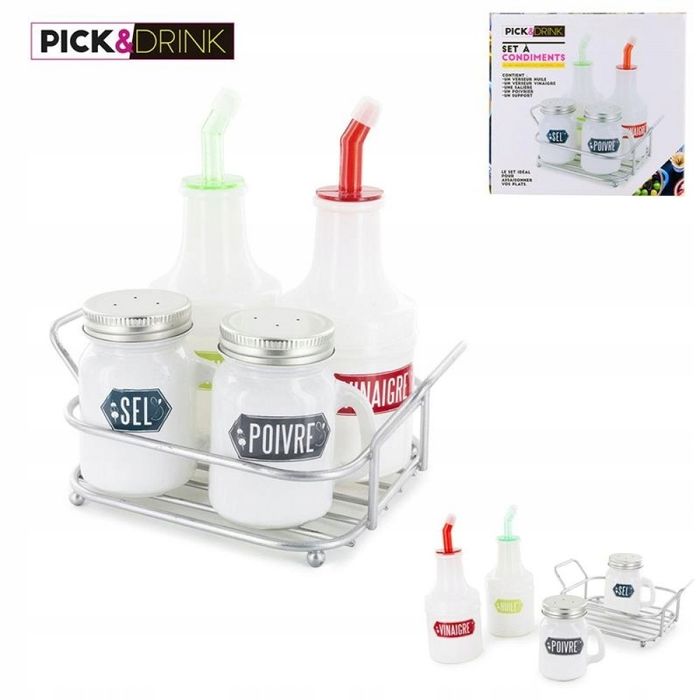 zestaw przyprawników szkło+stal 5el. cmp francja