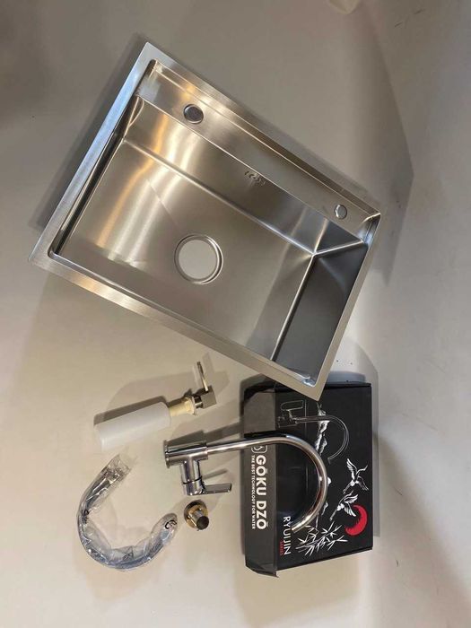 Акция!!!кухонная мойка+смеситель+ дозатор для жидкого мыла