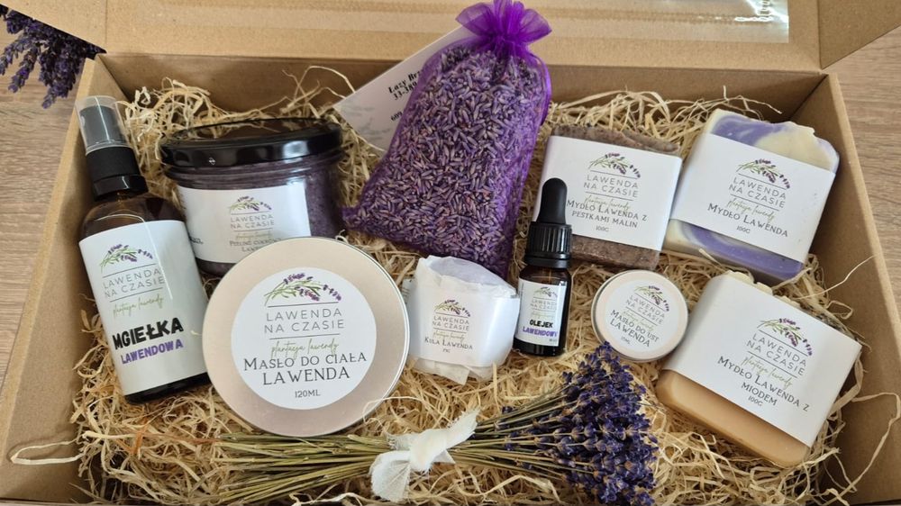Zestaw prezentowy, świąteczny, na prezent, mikołaja, lawendowy