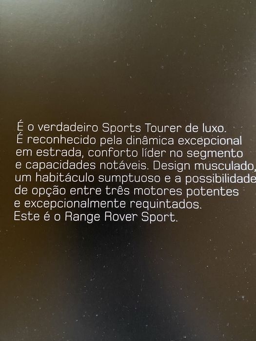Brochura catálogo Range Rover Sport 2011. Versão Portuguesa
