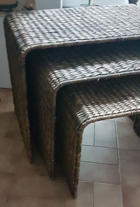 Set of 3 Rattan Side Tables64297749678209121