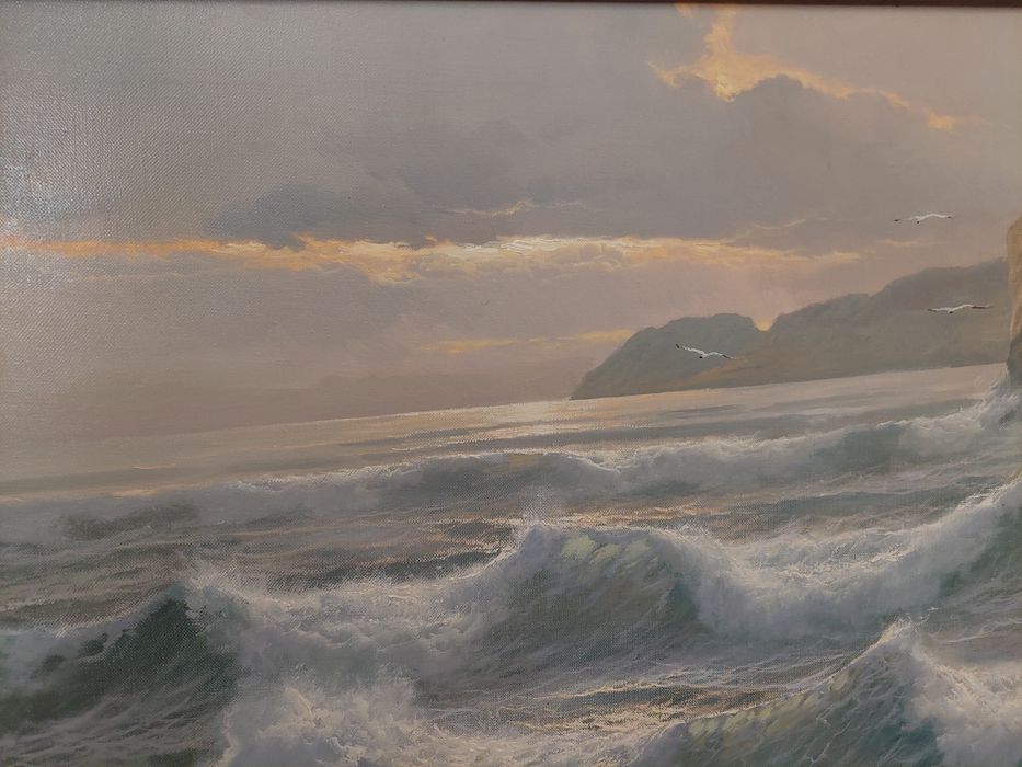 Quadro grande, óleo sobre tela - motivo marinho