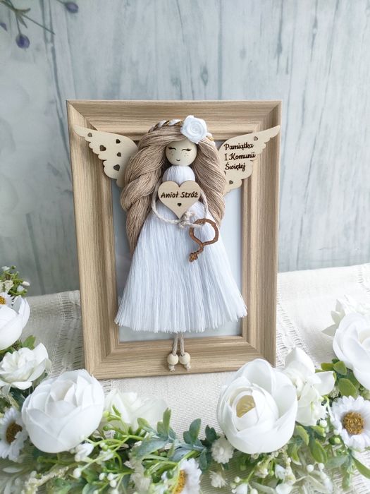 Pamiątka Pierwszej Komunii Świętej Anioł Stróż rękodzieło