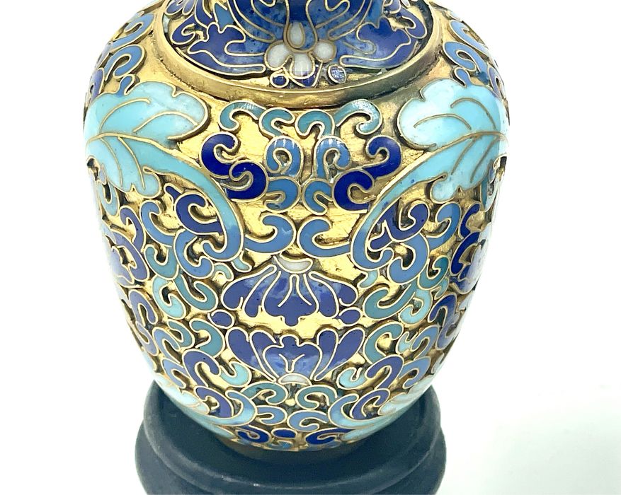 Par de jarras cloisonnécom flor lótus
