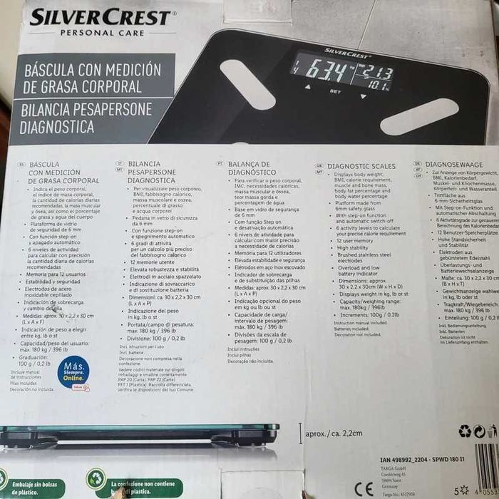 Balança de diagnóstico SilverCrest pilhas incluída