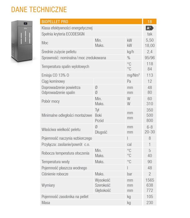 Kocioł Ferroli biopellet PRO 18KW PIEC automat NA PELET