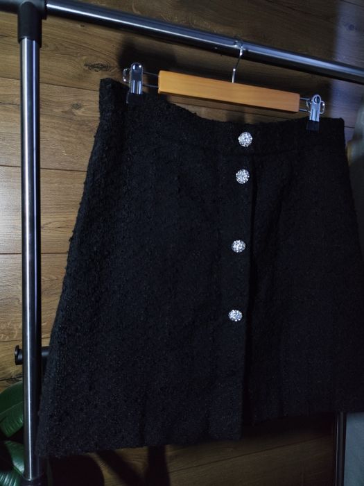 Жіноча чорна твідова спідниця H&M тепла 42