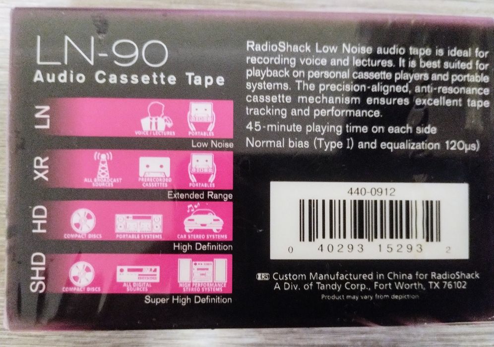 2 аудіо касети Radio shack LN -90 , 90 хвилин