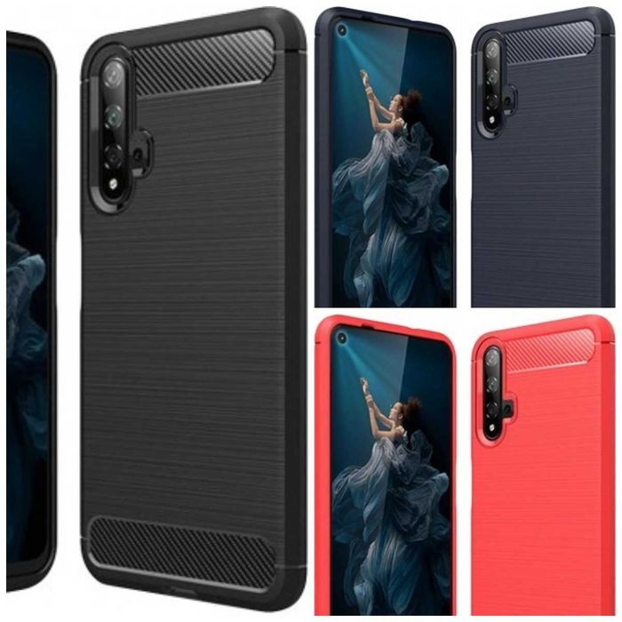 Противоударный чехол бампер для Huawei Honor 20 20 Pro Nova 5T карбон
