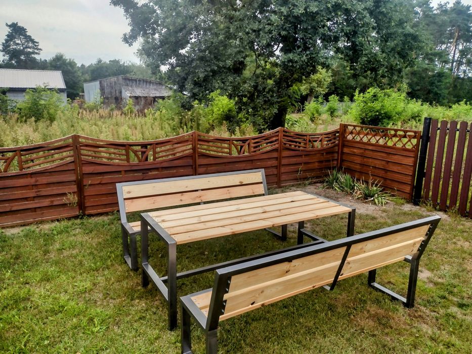 Meble ogrodowe, loft stół i dwie lawki