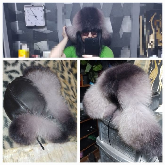 1=3.Нов. и б.у. ушанка песец. Мех ЛИСА. вязаные шапки.женские.зима