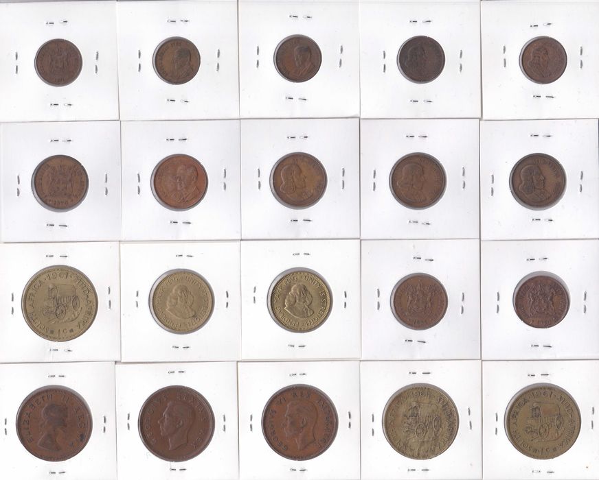 Lote de 46 moedas África do Sul incluindo 10 em prata