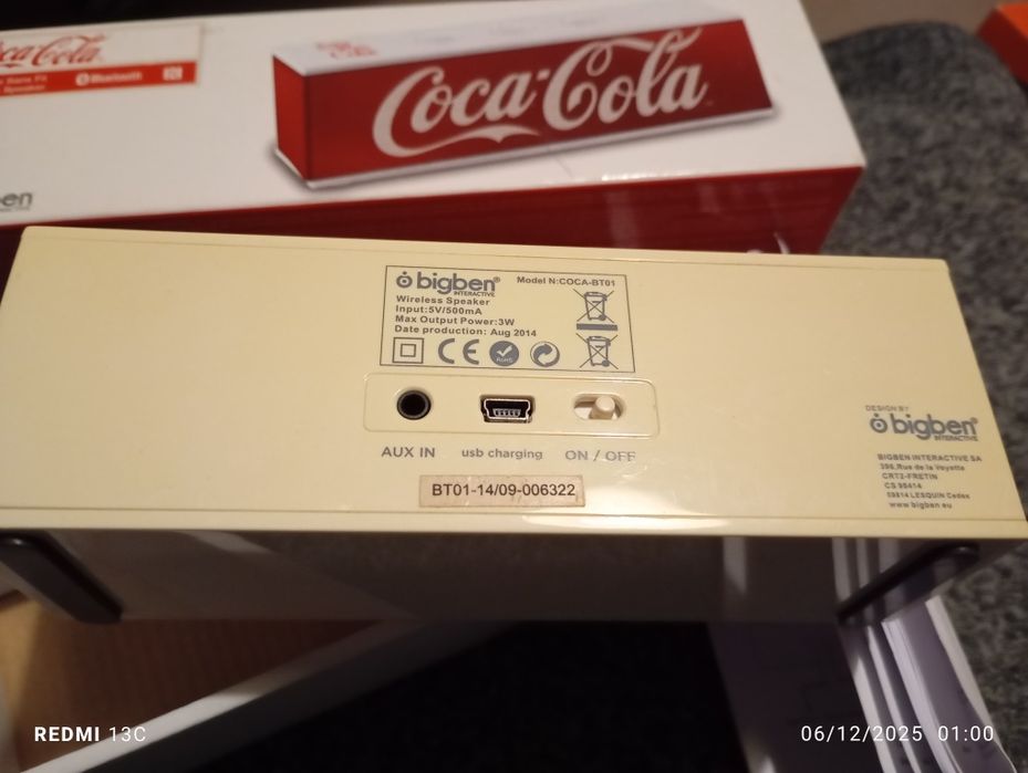 Coluna de som Coca-Cola Bluetooth Bigben