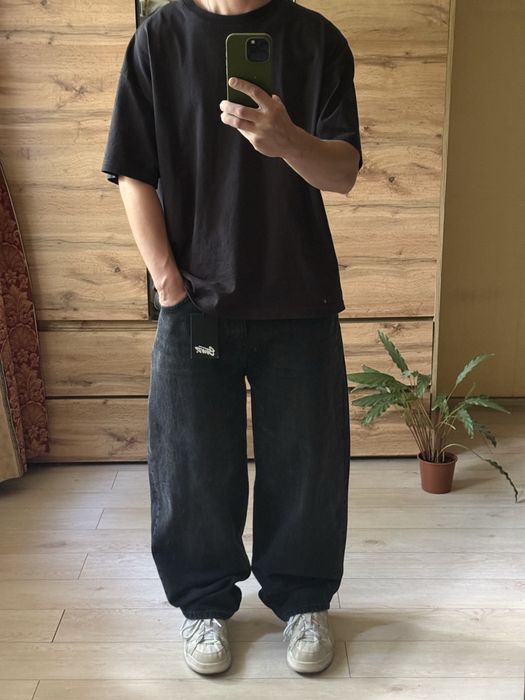 Базові чорні в міру широкі чоловічі джинси baggy skater оверсайз 46 хл xl