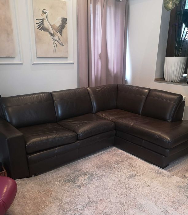 Kanapa narożna skóra naturalna