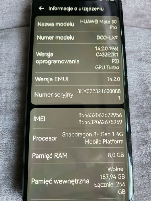 Huawei Mate 50 Pro 8/256G plus dodatkowe etui
