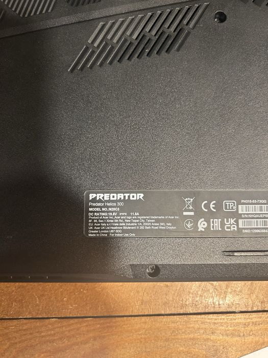 Acer Predator i7-10750H, 16GB RAM, GeForce RTX 3060