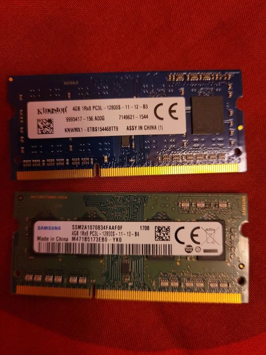 2x Memória RAM 4GB (8GB)  DDR3 12800S – Kingston + Samsung