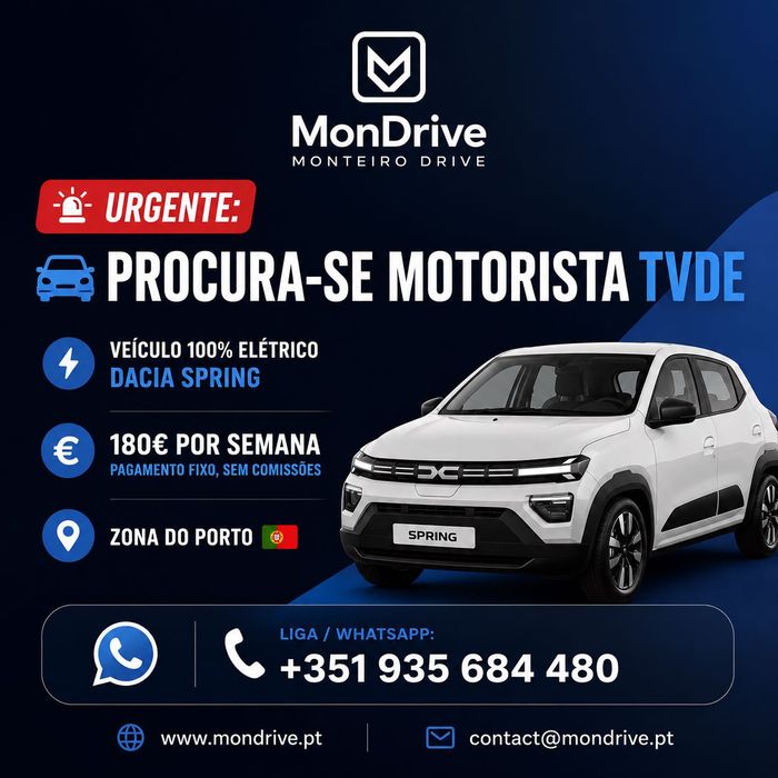 Motorista TVDE – Aluguer Dacia Spring Elétrico (180€/semana)
