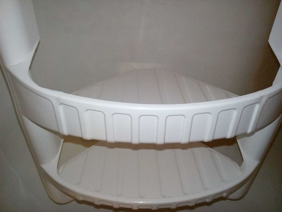 угловая навесная полка в ванную комнату, пластиковая 48 см (3 яруса)