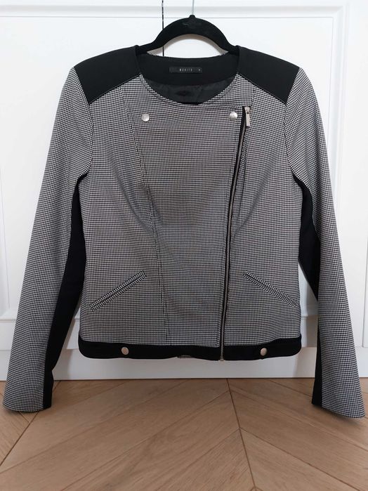 Żakiet damski o kroju ramoneski, w drobną pepitkę, Mohito, r. 38