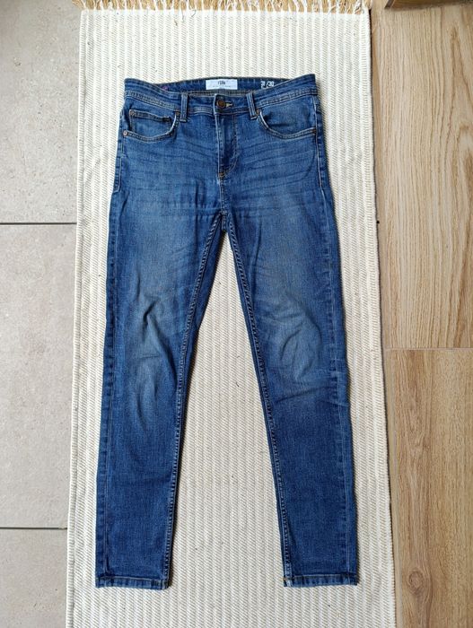 Ciemne Jeansy Skinny Straight Rurki Proste